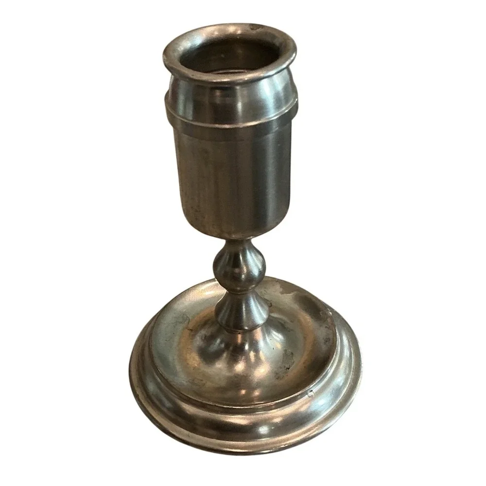 Vintage Royal Holland Pewter Candlestick Candle Holder Silver Farmhouse Country